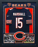 Chicago Bears Brandon Marshall Autographed Framed Blue Jersey Collage JSA #W623910