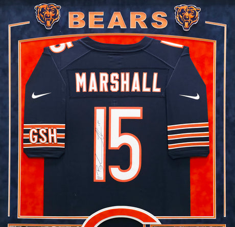 Chicago Bears Brandon Marshall Autographed Framed Blue Jersey Collage JSA #W623910