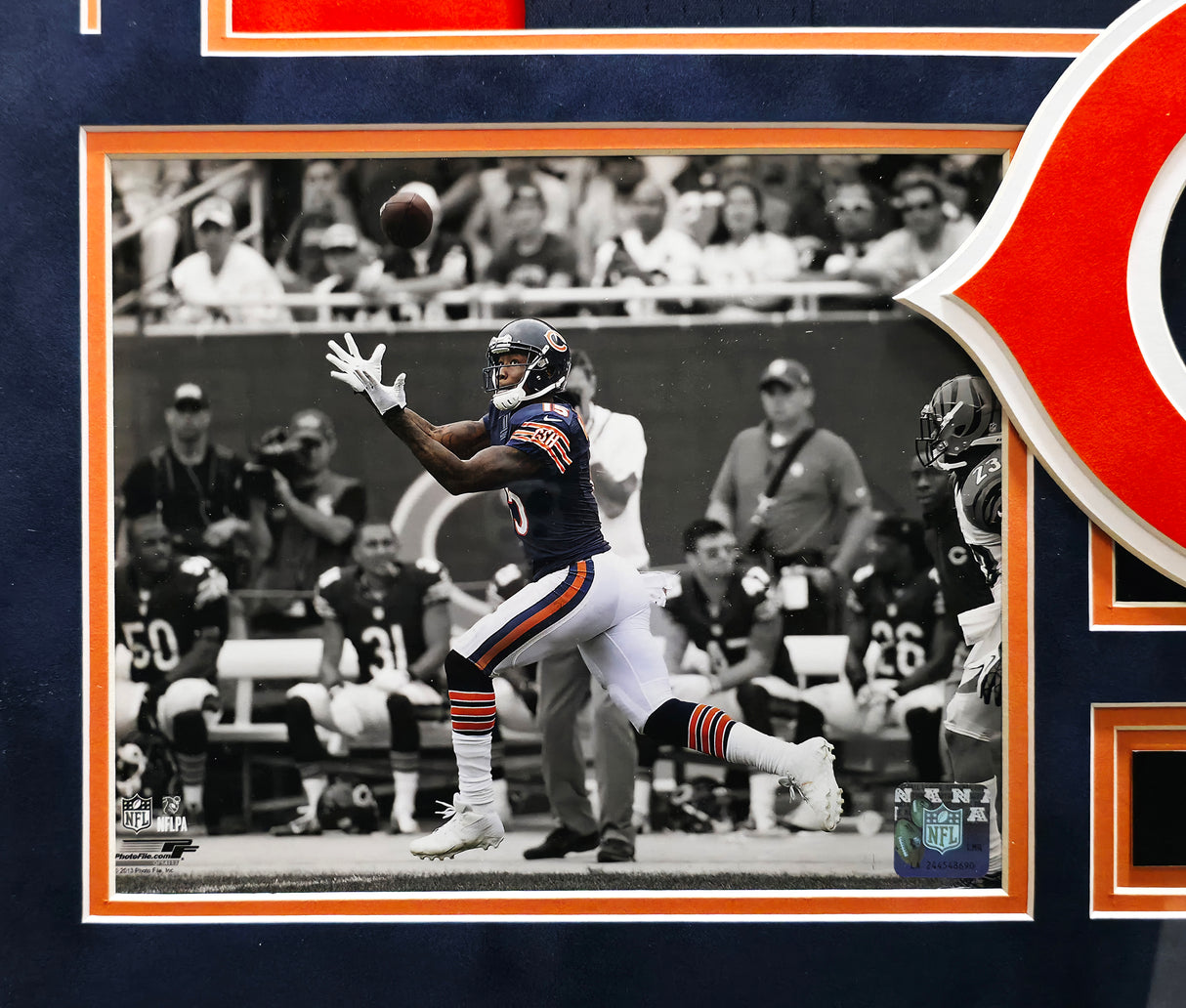 Chicago Bears Brandon Marshall Autographed Framed Blue Jersey Collage JSA #W623910