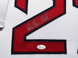 Boston Red Sox Carlton Fisk Autographed Framed White Jersey Collage JSA #WP725225