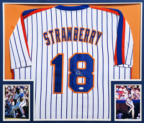 New York Mets Darryl Strawberry Autographed Framed White Jersey Collage JSA #W751058