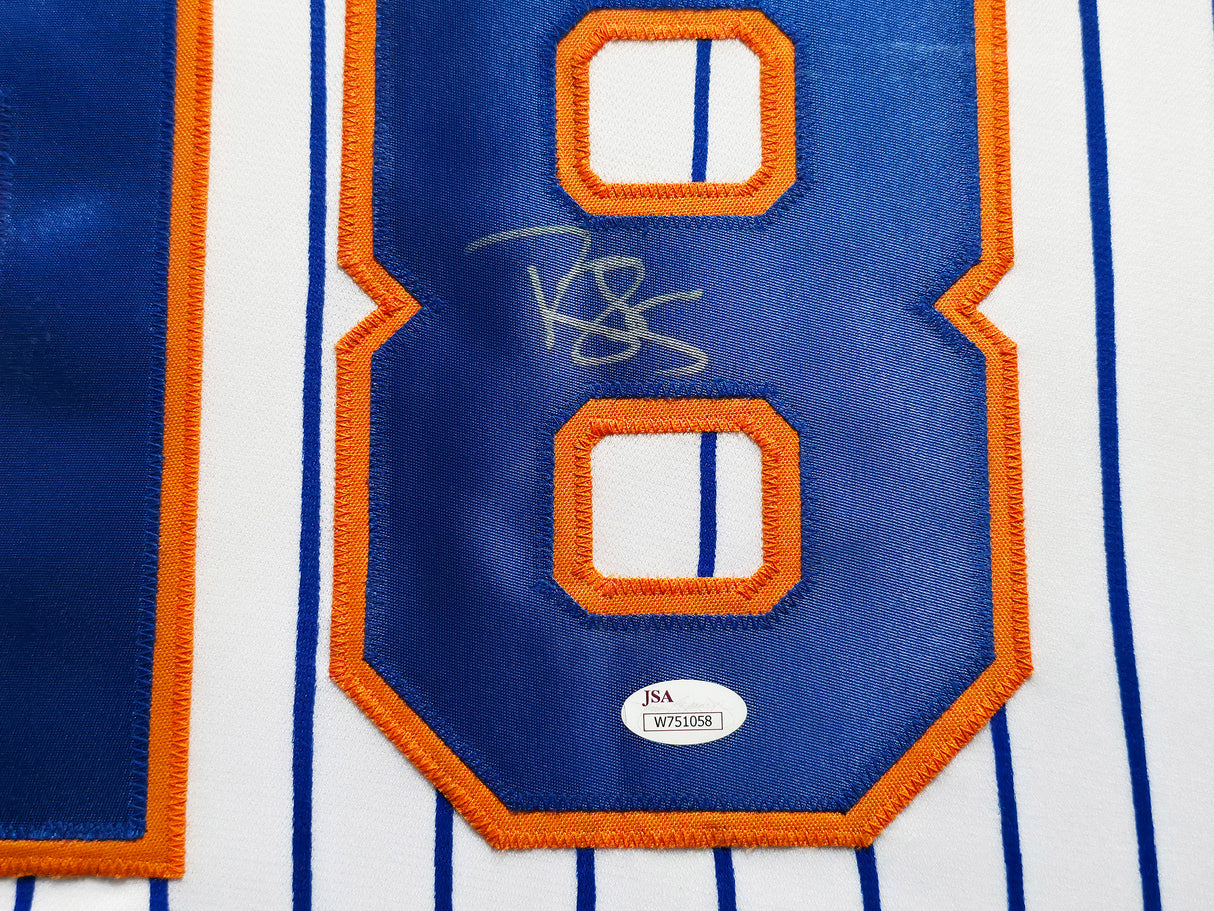 New York Mets Darryl Strawberry Autographed Framed White Jersey Collage JSA #W751058