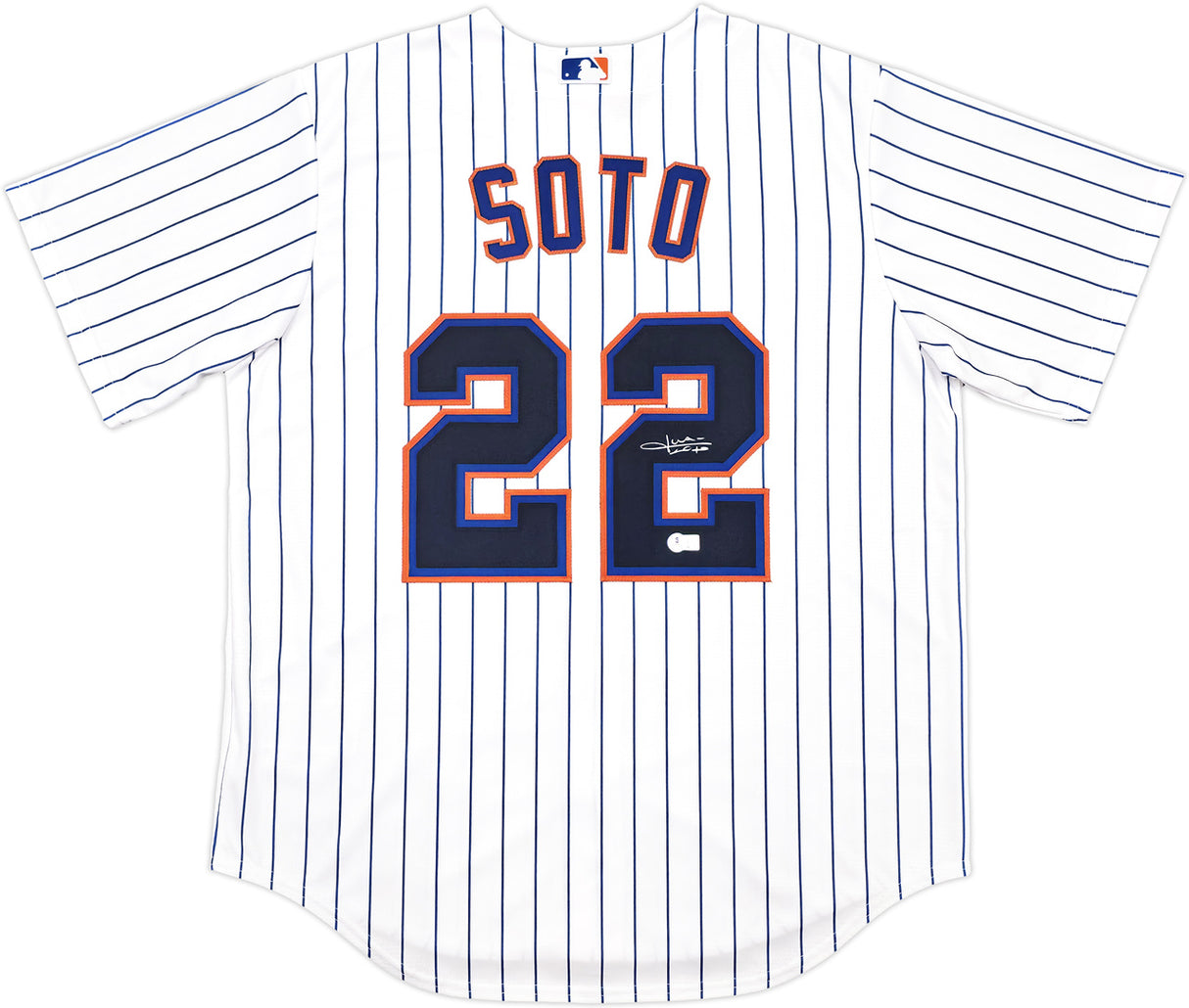 New York Mets Juan Soto Autographed White Nike Jersey Size L Beckett BAS QR Stock #242671