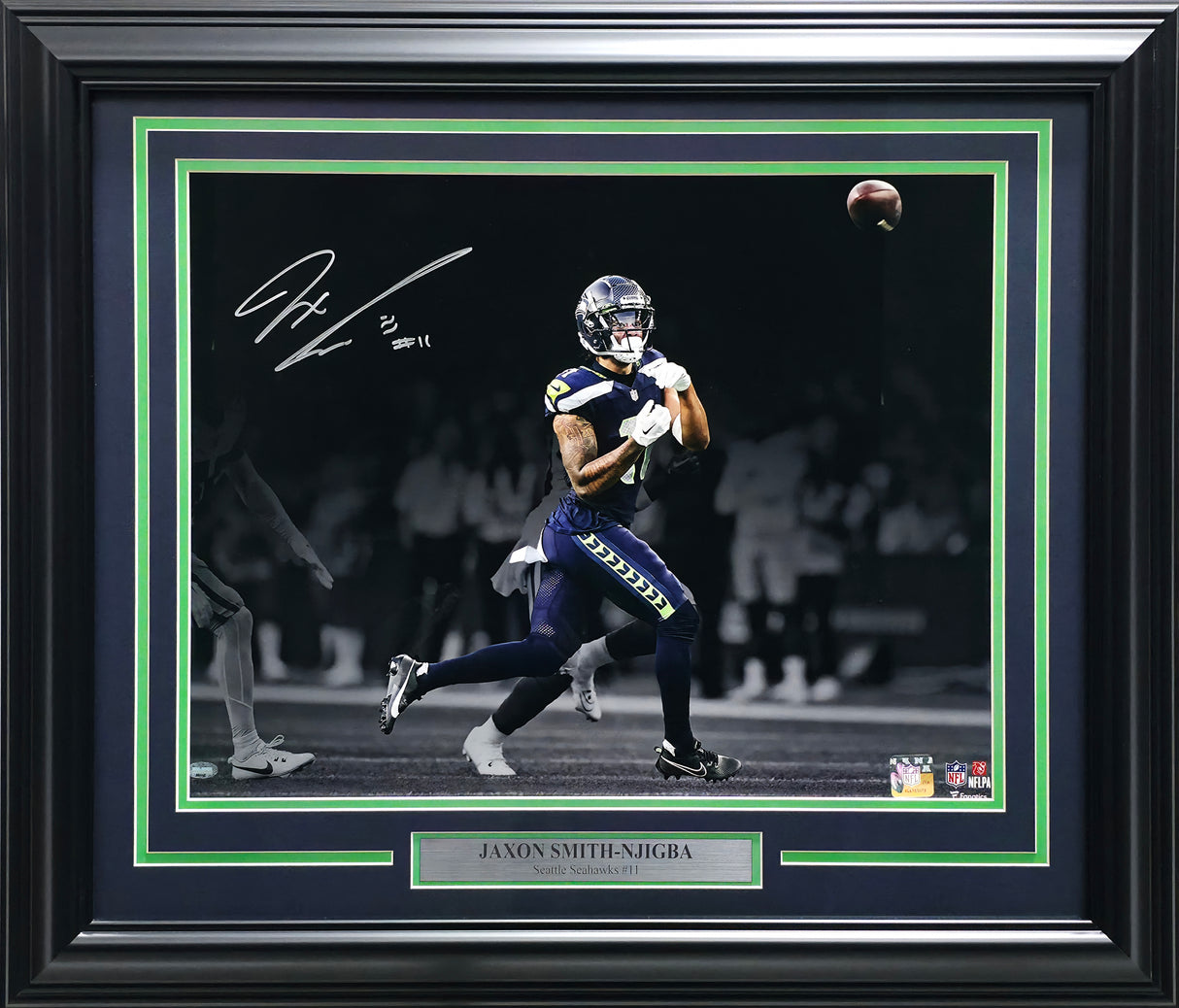 Jaxon Smith-Njigba Autographed Framed 16x20 Photo Seattle Seahawks MCS Holo Stock #242616