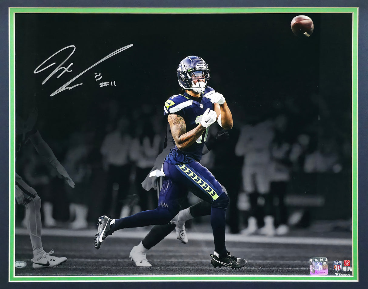 Jaxon Smith-Njigba Autographed Framed 16x20 Photo Seattle Seahawks MCS Holo Stock #242616