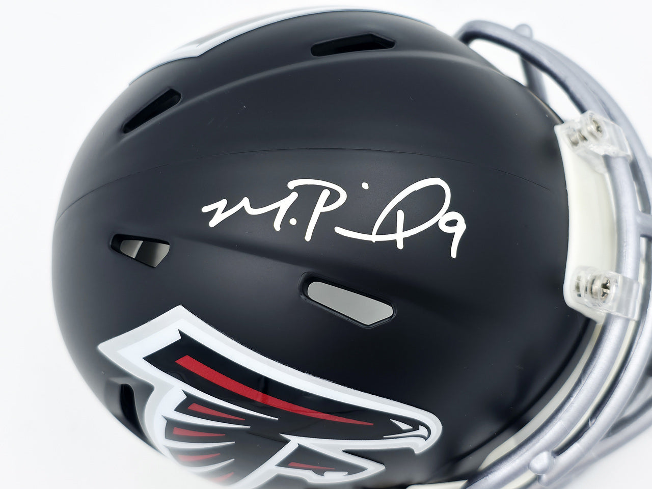 Michael Penix Jr. Autographed Atlanta Falcons Black Speed Mini Helmet Beckett BAS Witness Stock #242576