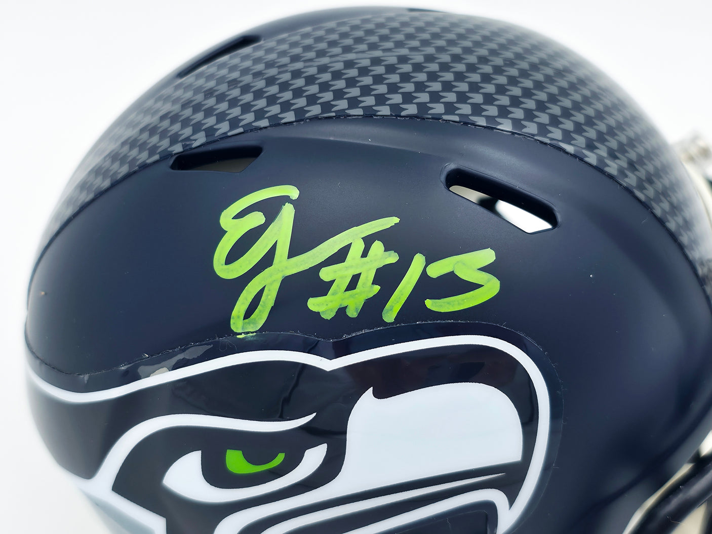 Ernest Jones IV Autographed Seattle Seahawks Blue Speed Mini Helmet MCS Holo Stock #242554