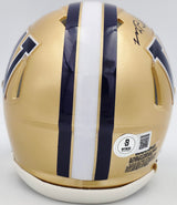 Michael Penix Jr. Autographed Washington Huskies Gold Speed Mini Helmet Beckett BAS Witness Stock #242577