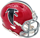 Michael Penix Jr. Autographed Atlanta Falcons 1966-69 Throwback Red Speed Mini Helmet Beckett BAS Witness Stock #242575