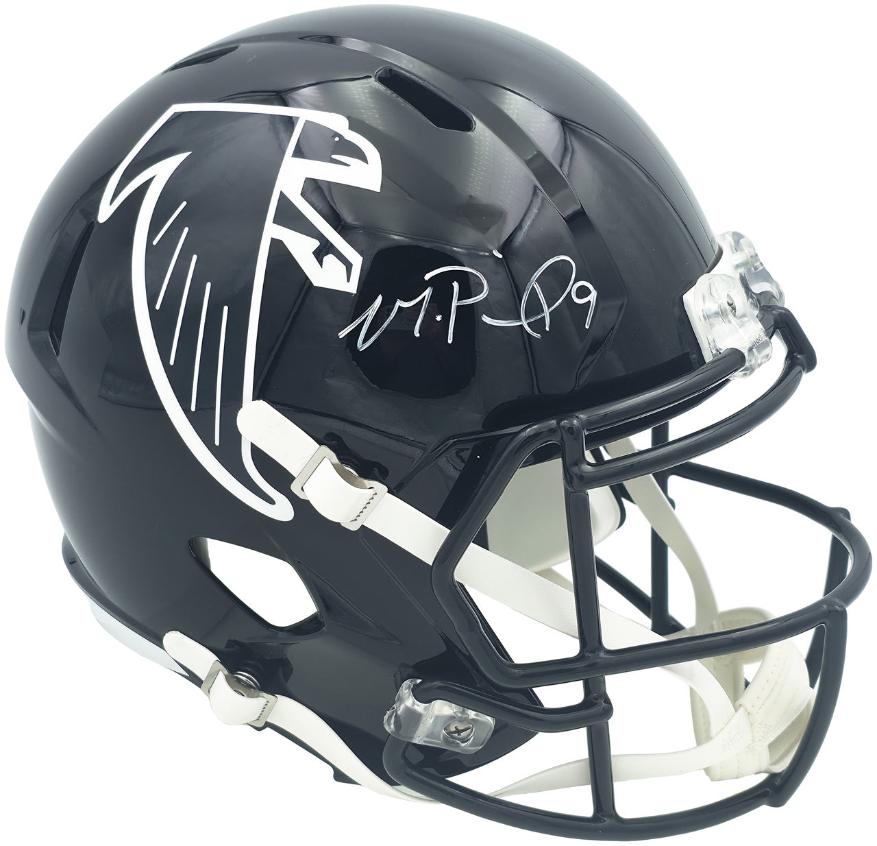 Michael Penix Jr. Autographed Atlanta Falcons 1990-02 Throwback Black Full Size Speed Replica Helmet Beckett BAS Witness Stock #242568