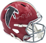Michael Penix Jr. Autographed Atlanta Falcons 1966-69 Throwback Red Full Size Speed Replica Helmet Beckett BAS Witness Stock #242566