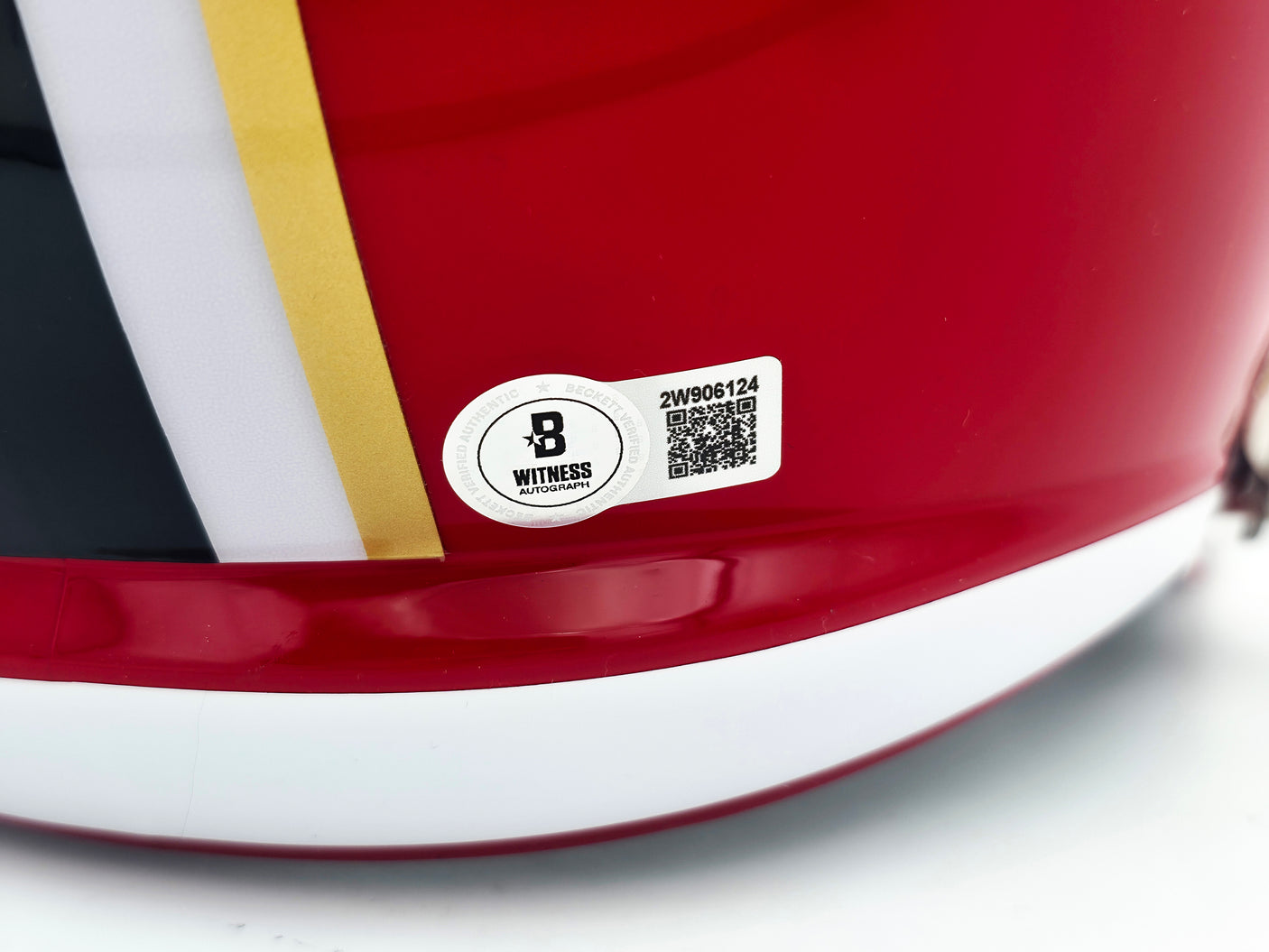 Michael Penix Jr. Autographed Atlanta Falcons 1966-69 Throwback Red Full Size Speed Replica Helmet Beckett BAS Witness Stock #242566