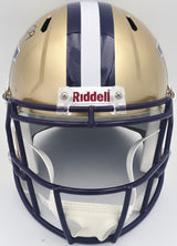 Michael Penix Jr. Autographed Washington Huskies Gold Full Size Speed Replica Helmet Beckett BAS Witness Stock #242565