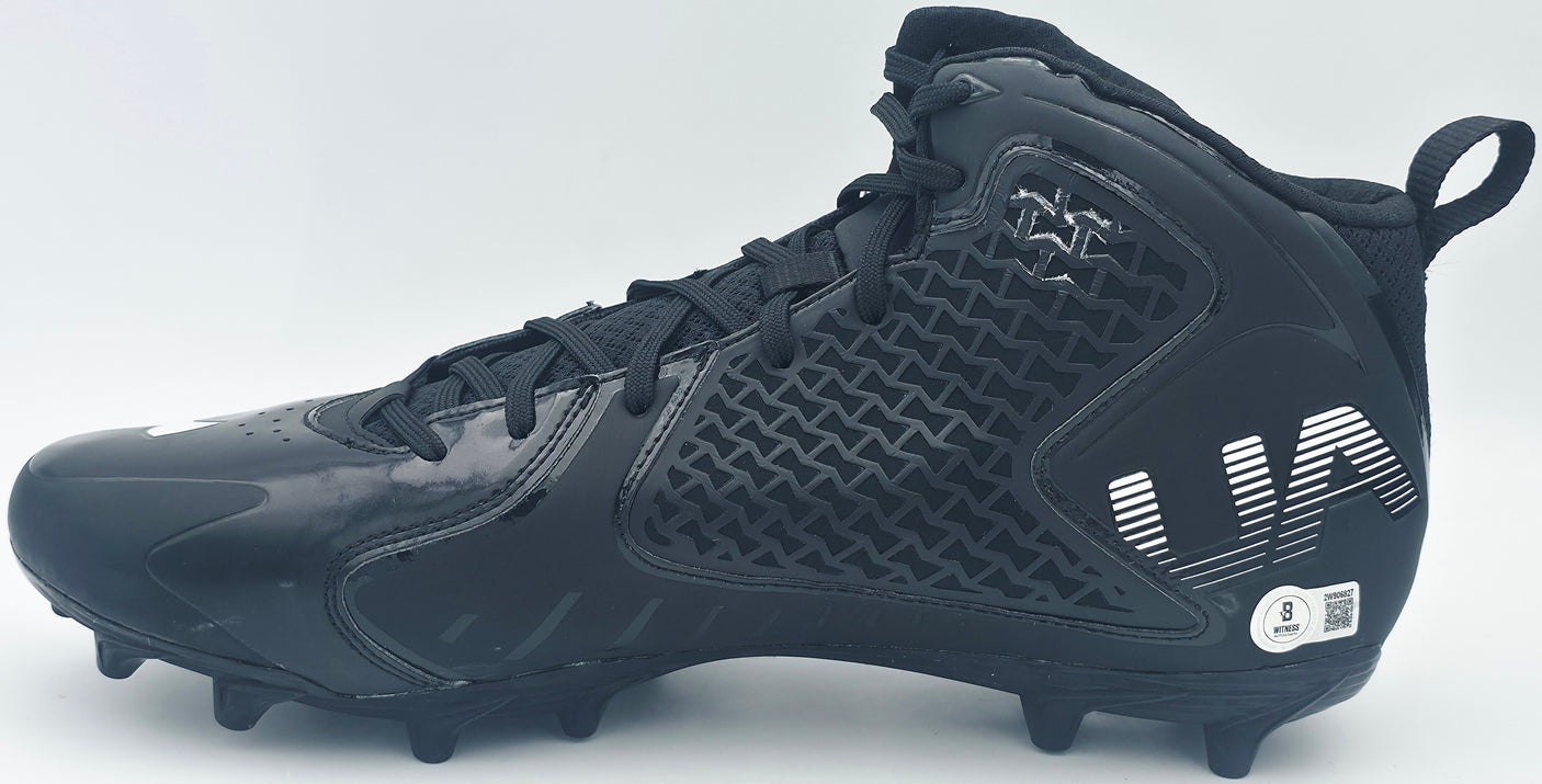 Michael Penix Jr. Autographed Pair of Black Under Armour Team Fierce MC Cleats Atlanta Falcons Size 13.5 Beckett BAS Witness Stock #242580