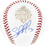 Salvador Perez Autographed Official 2015 World Series Logo Baseball Kansas City Royals Beckett BAS Witness Stock #241643
