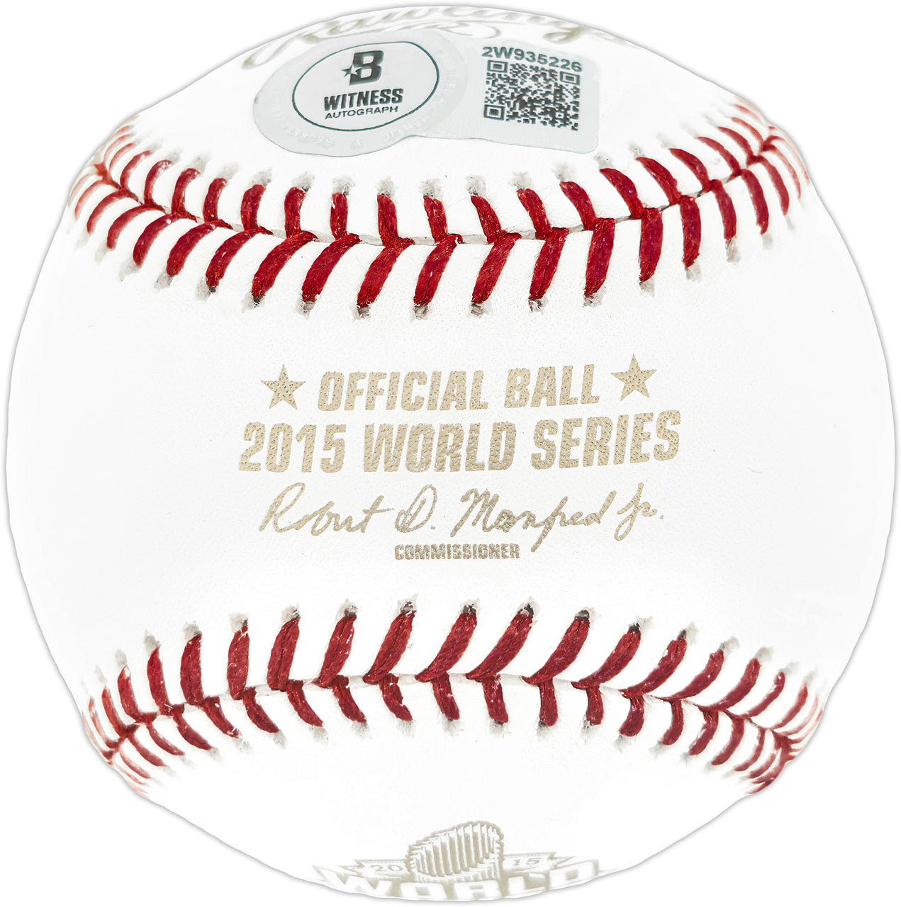 Salvador Perez Autographed Official 2015 World Series Logo Baseball Kansas City Royals Beckett BAS Witness Stock #241643