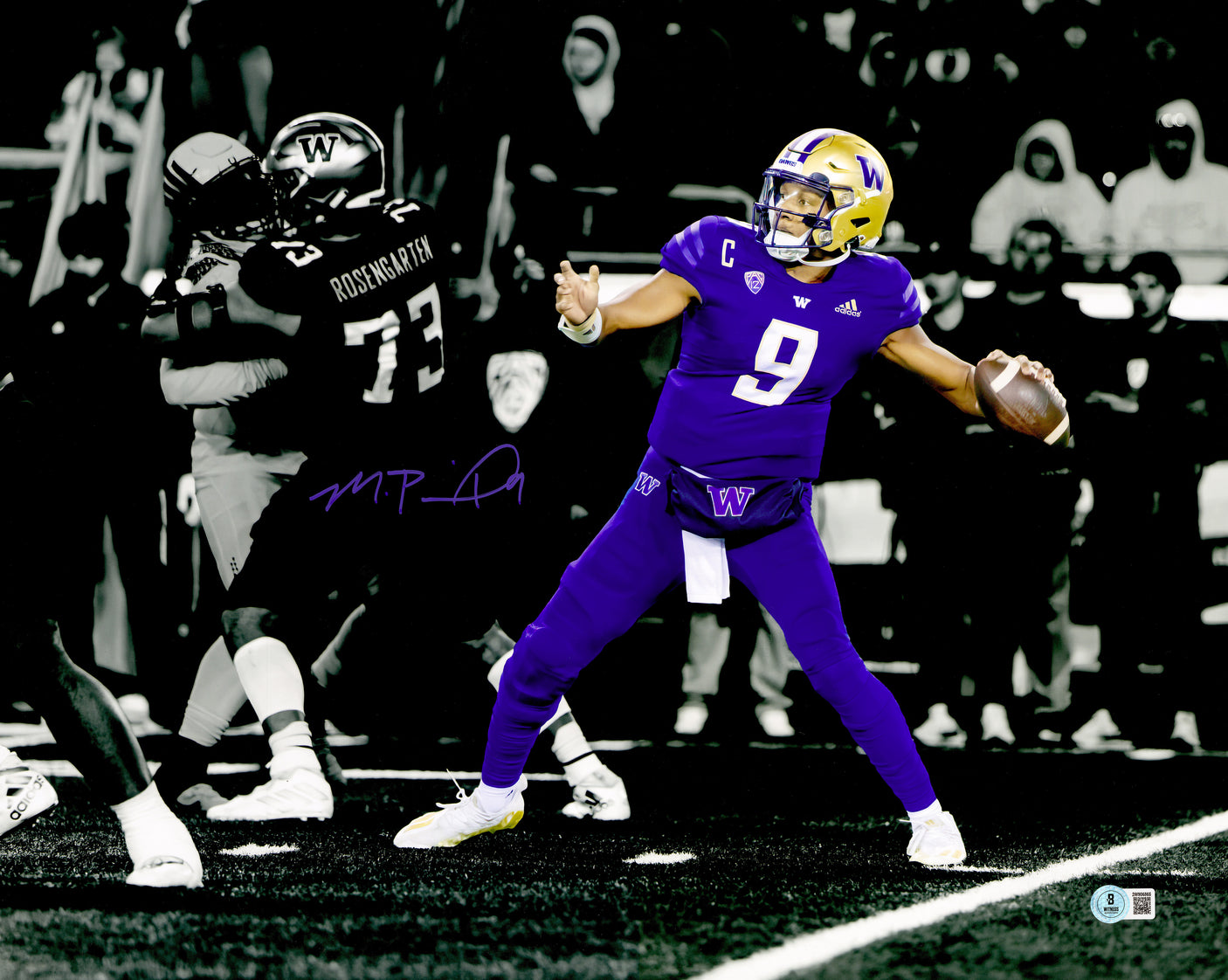 Michael Penix Jr. Autographed 16x20 Photo Washington Huskies Beckett BAS Witness Stock #242583