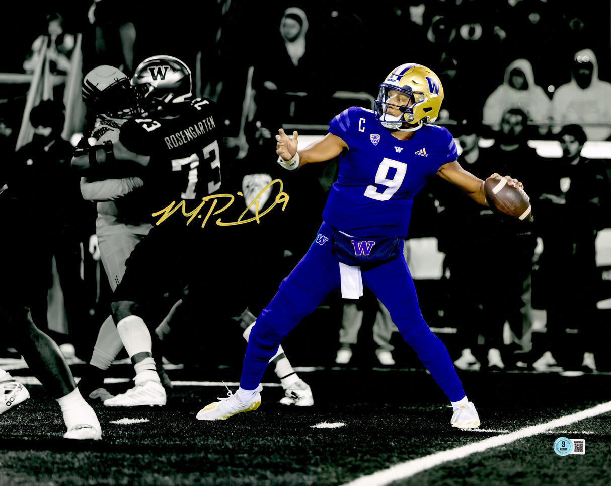 Michael Penix Jr. Autographed 16x20 Photo Washington Huskies Beckett BAS Witness Stock #242584