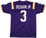 LSU Tigers Odell Beckham Jr. Autographed Purple Jersey Beckett BAS Witness Stock #243262