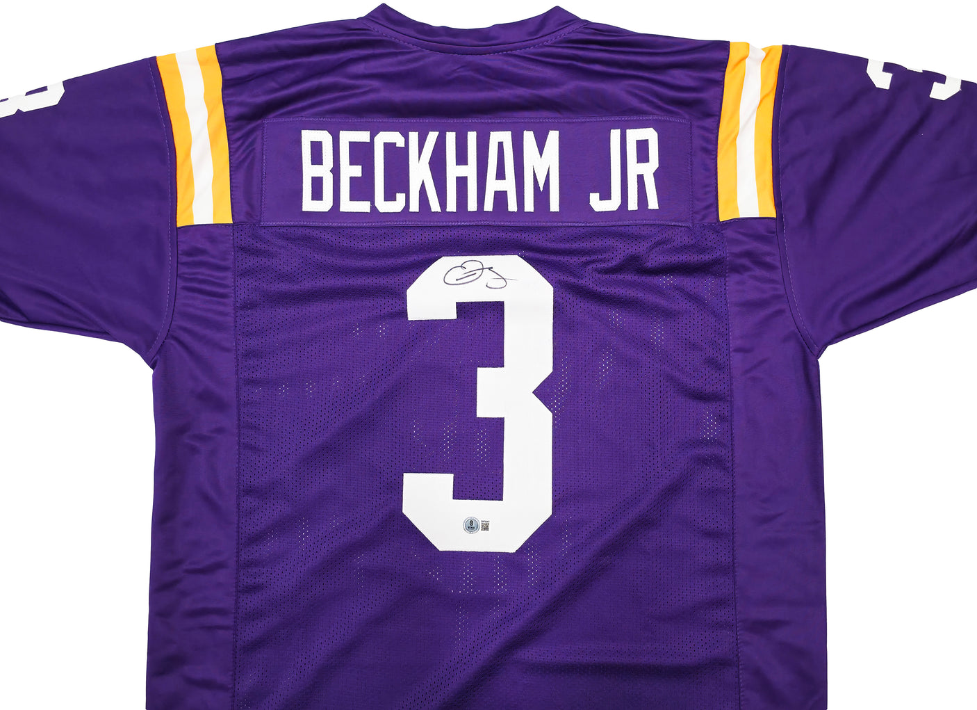 LSU Tigers Odell Beckham Jr. Autographed Purple Jersey Beckett BAS Witness Stock #243262