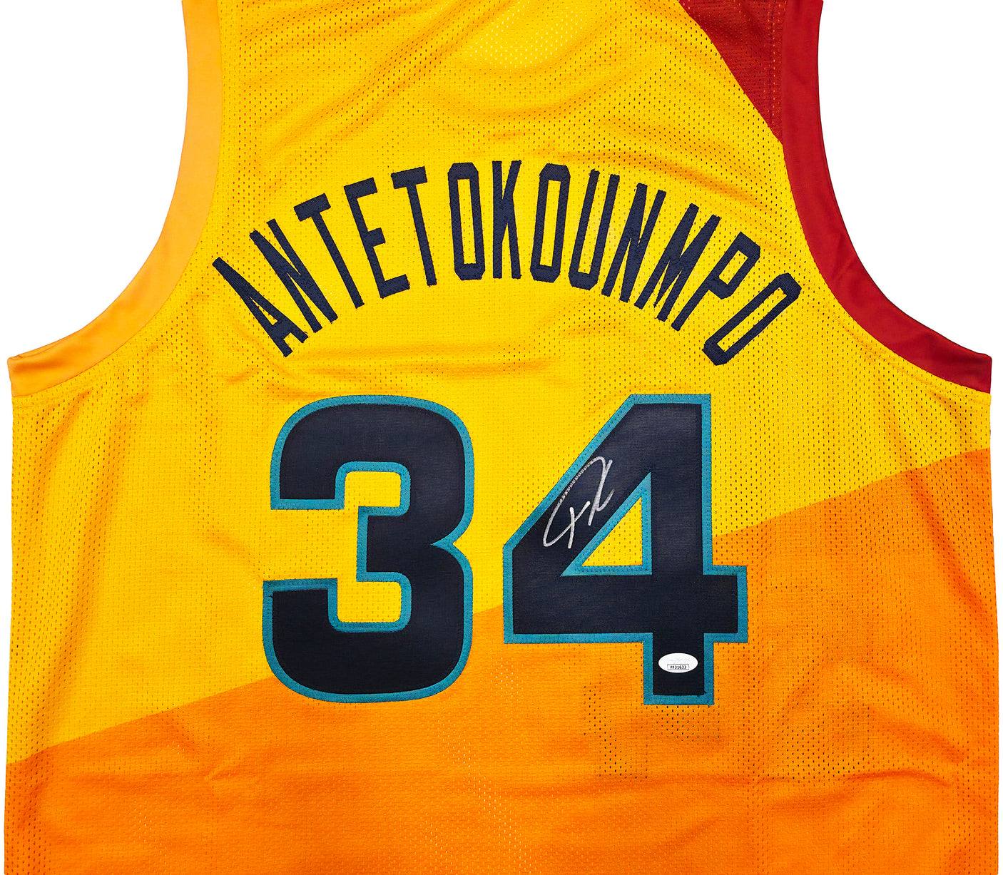 Team Greece Giannis Antetokounmpo Autographed Yellow Jersey JSA Stock #243021