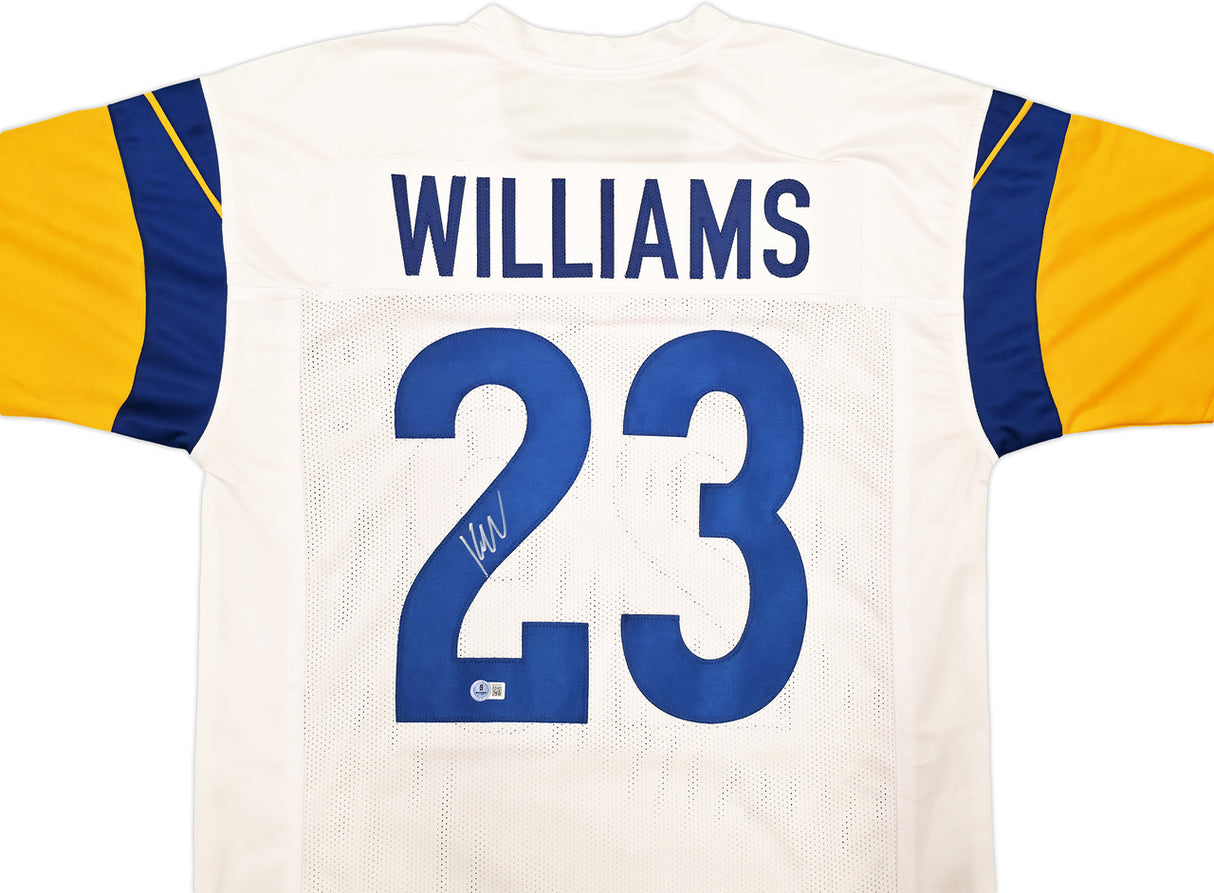 Los Angeles Rams Kyren Williams Autographed White Jersey Beckett BAS QR Stock #243020