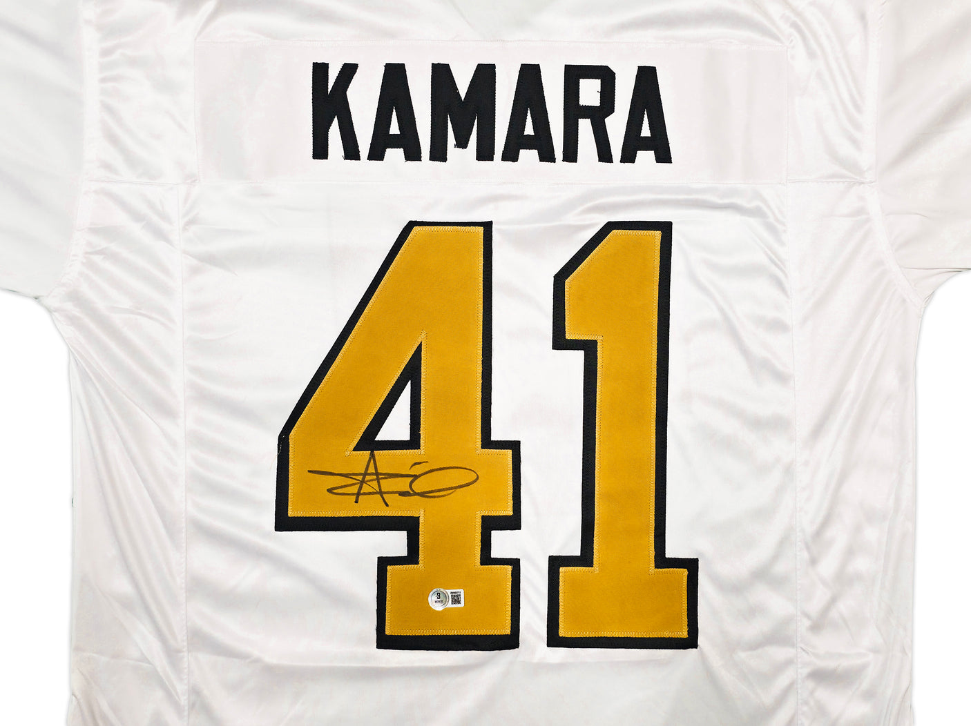 New Orleans Saints Alvin Kamara Autographed White Jersey Beckett BAS Witness Stock #243271
