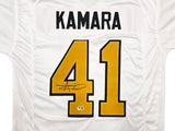 New Orleans Saints Alvin Kamara Autographed White Jersey Beckett BAS Witness Stock #243271