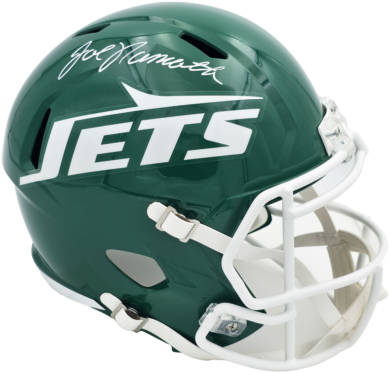 Joe Namath Autographed New York Jets 1978-89 Throwback Green Full Size Speed Replica Helmet PSA/DNA Stock #243281