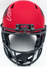 Michael Vick Autographed Atlanta Falcons Rave Red Full Size Speed Replica Helmet Beckett BAS Witness Stock #243611