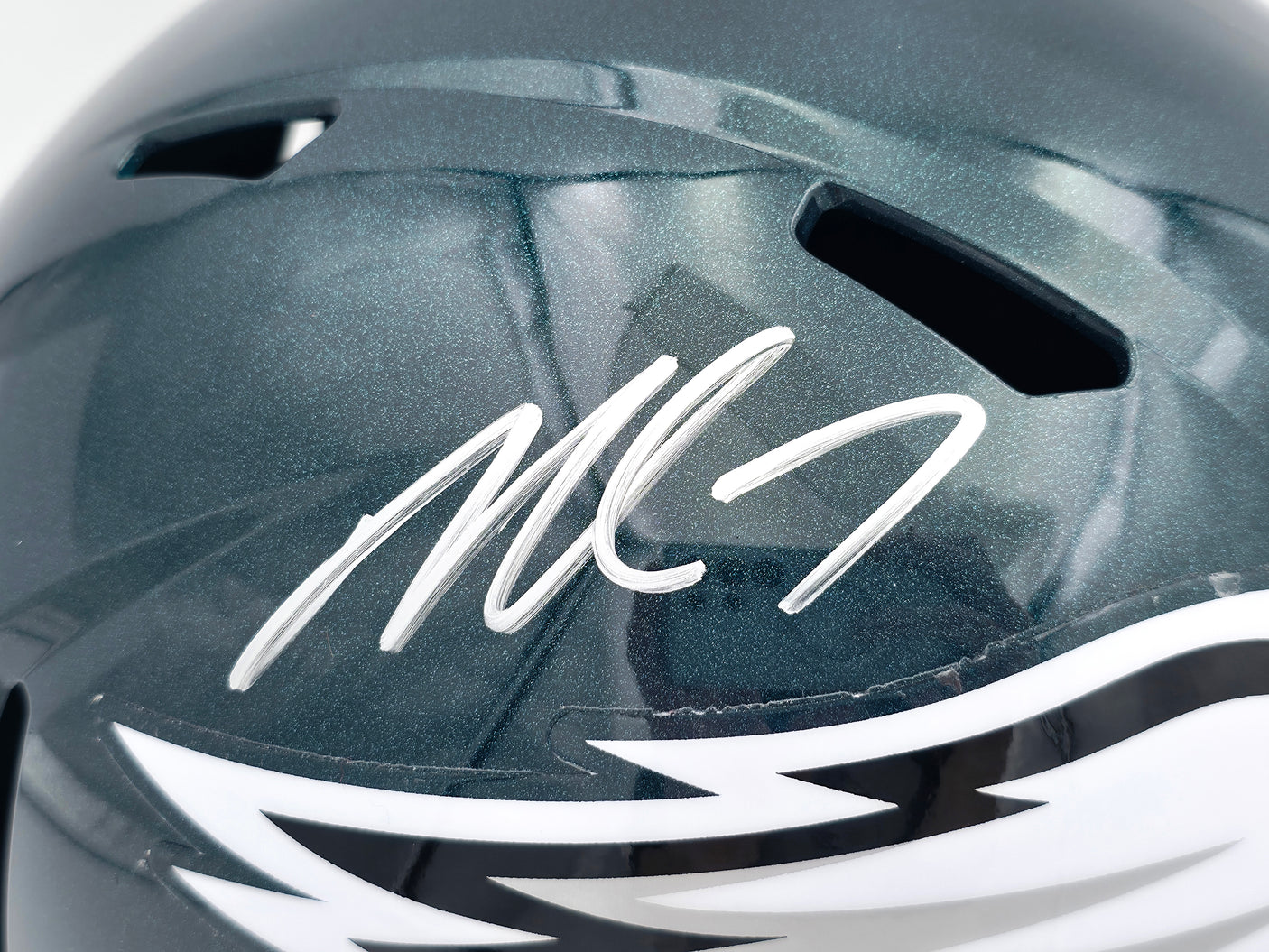 Michael Vick Autographed Philadelphia Eagles Green Full Size Speed Replica Helmet Beckett BAS Witness Stock #243606
