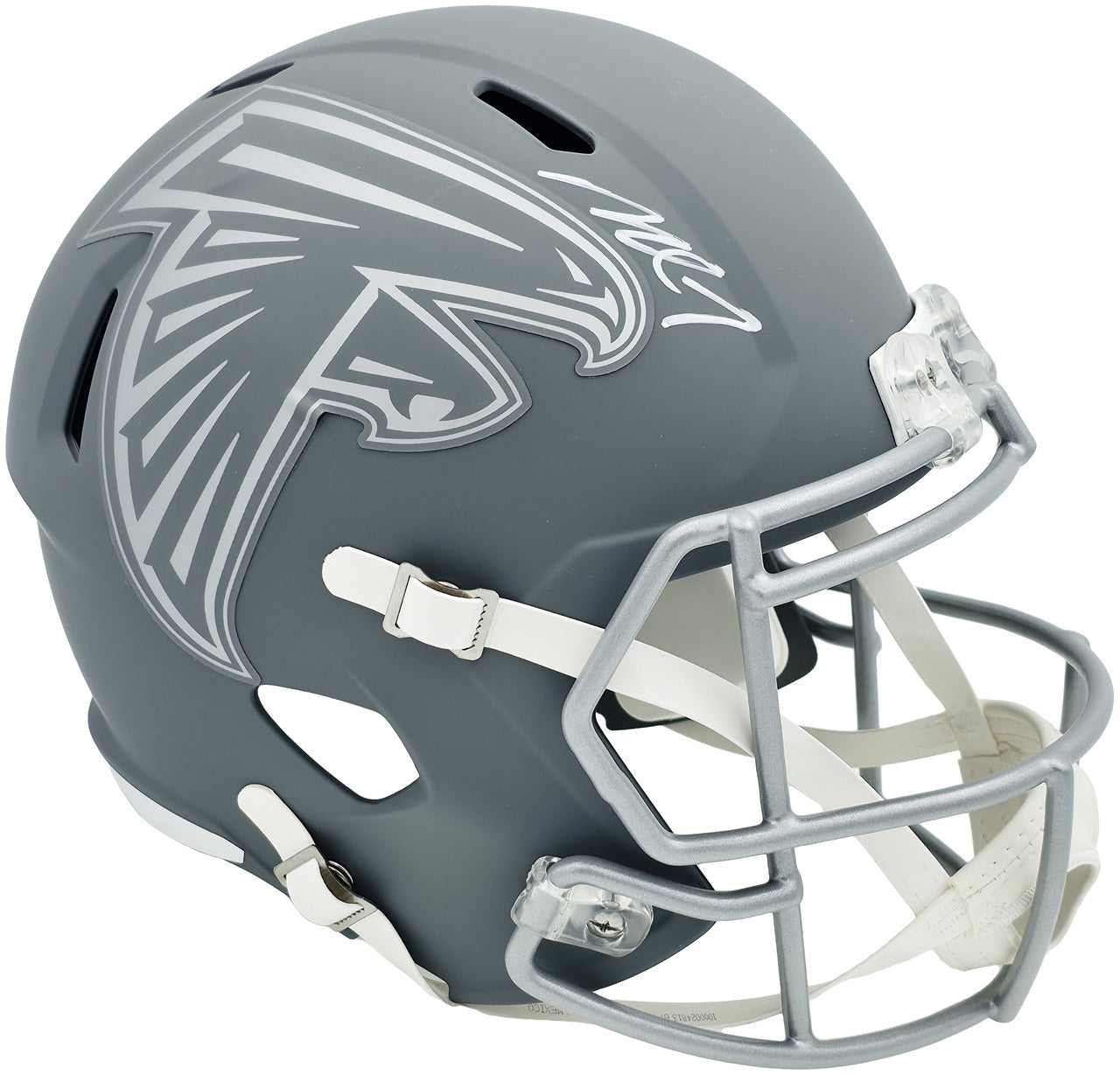 Michael Vick Autographed Atlanta Falcons Slate Gray Full Size Speed Replica Helmet Beckett BAS Witness Stock #243610