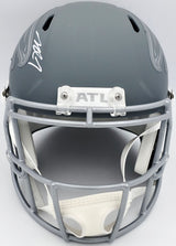 Michael Vick Autographed Atlanta Falcons Slate Gray Full Size Speed Replica Helmet Beckett BAS Witness Stock #243610