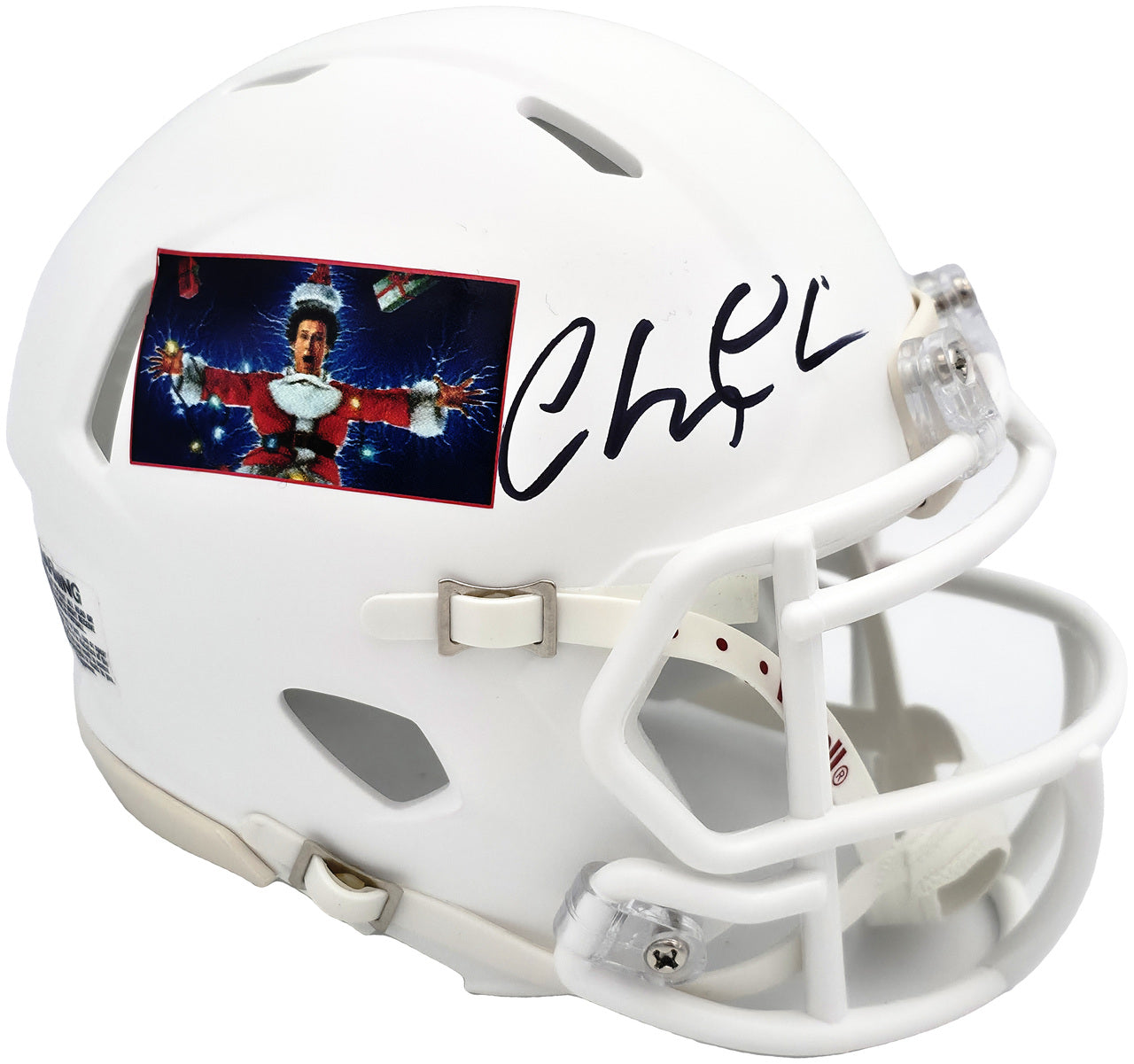 Chevy Chase Autographed Christmas Vacation White Speed Mini Helmet Beckett BAS QR Stock #243614