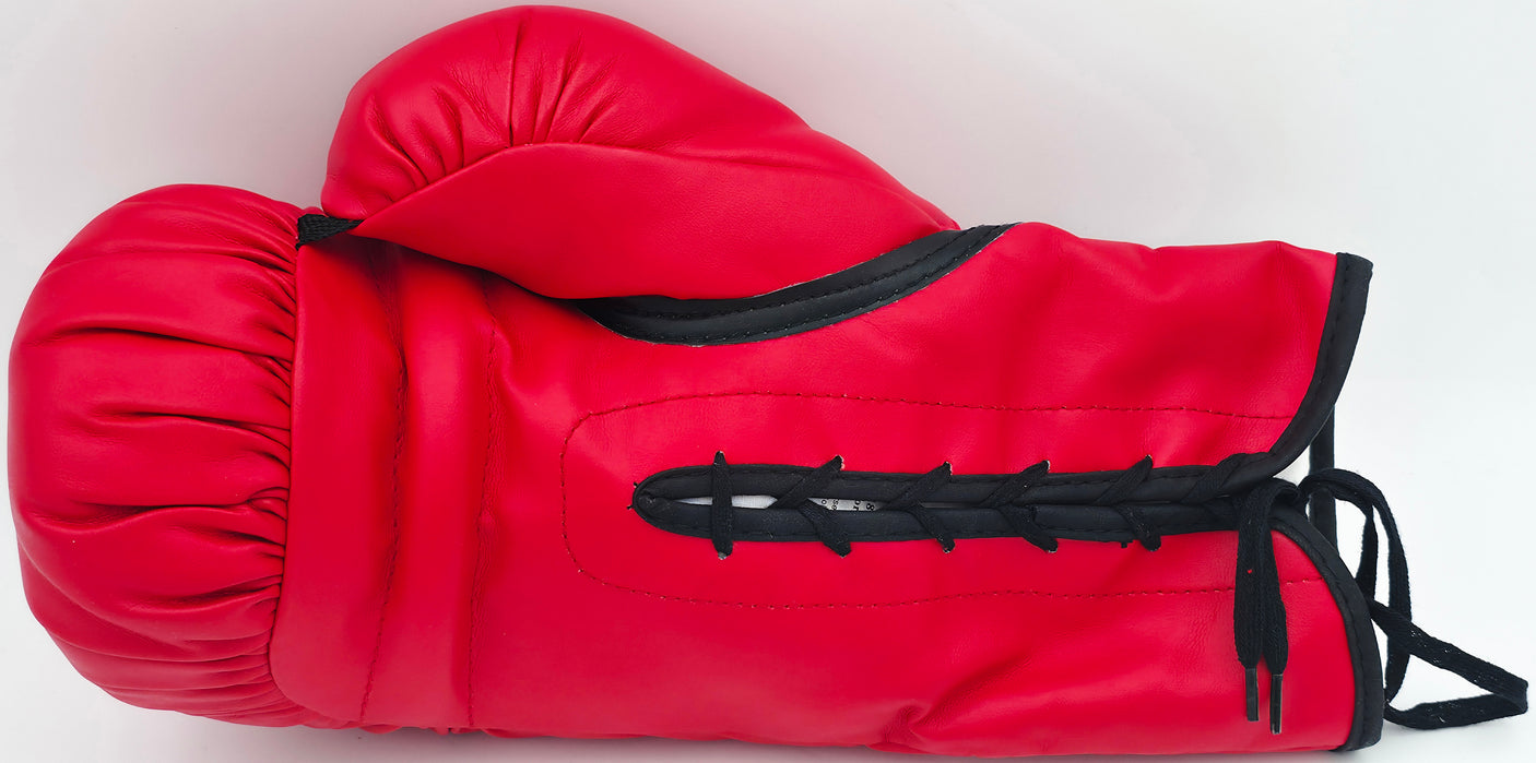 Sugar Ray Leonard, Roberto Duran & Thomas "Hitman" Hearns Autographed Red Everlast Boxing Glove PSA/DNA Stock #243605