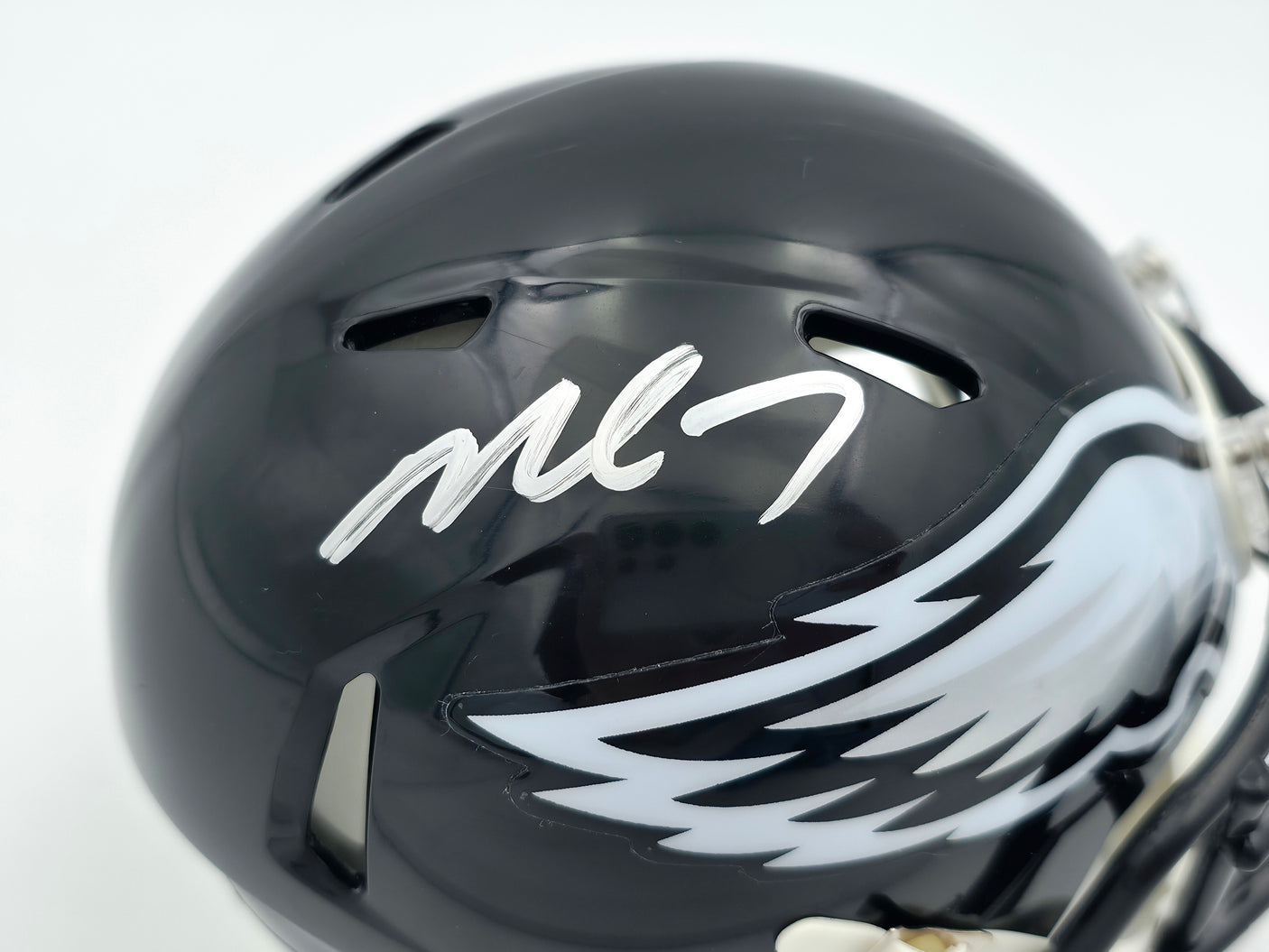 Michael Vick Autographed Philadelphia Eagles 2022 Alternate Black Speed Mini Helmet Beckett BAS Witness Stock #243632