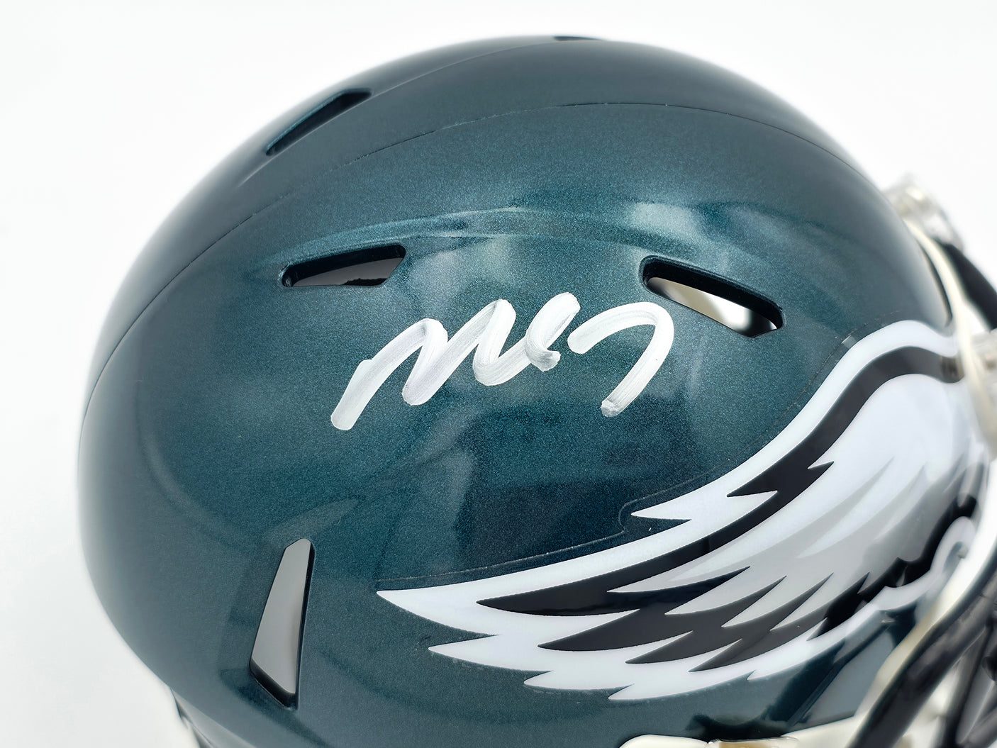 Michael Vick Autographed Philadelphia Eagles Green Speed Mini Helmet Beckett BAS Witness Stock #243633