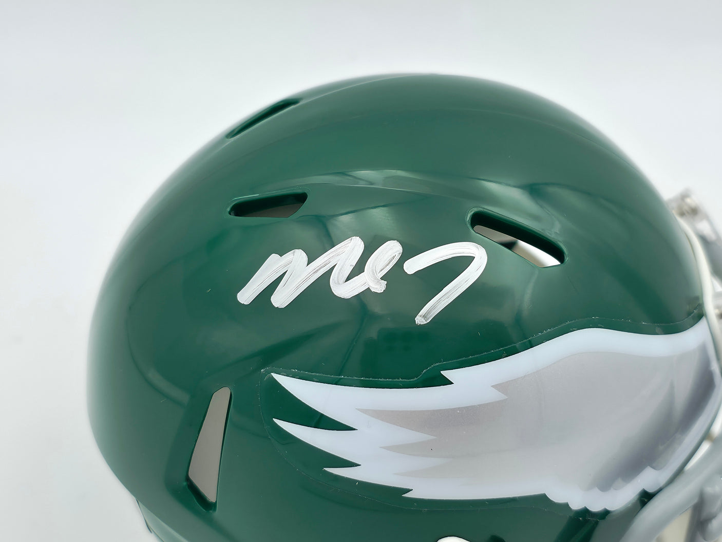 Michael Vick Autographed Philadelphia Eagles 1974-95 Throwback Kelly Green Speed Mini Helmet Beckett BAS Witness Stock #243634