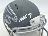 Michael Vick Autographed Atlanta Falcons Slate Gray Speed Mini Helmet Beckett BAS Witness Stock #243637