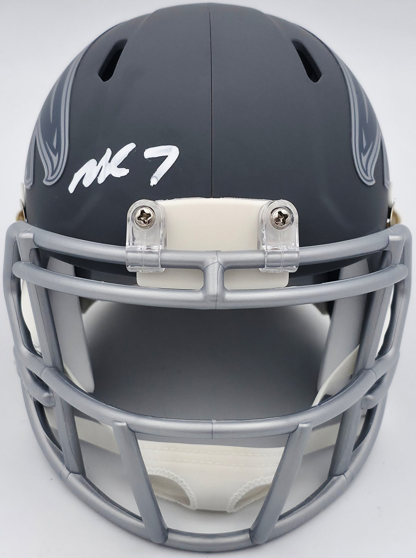Michael Vick Autographed Atlanta Falcons Slate Gray Speed Mini Helmet Beckett BAS Witness Stock #243637