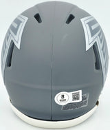 Michael Vick Autographed Atlanta Falcons Slate Gray Speed Mini Helmet Beckett BAS Witness Stock #243637