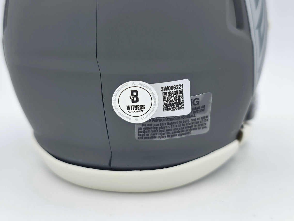 Michael Vick Autographed Atlanta Falcons Slate Gray Speed Mini Helmet Beckett BAS Witness Stock #243637