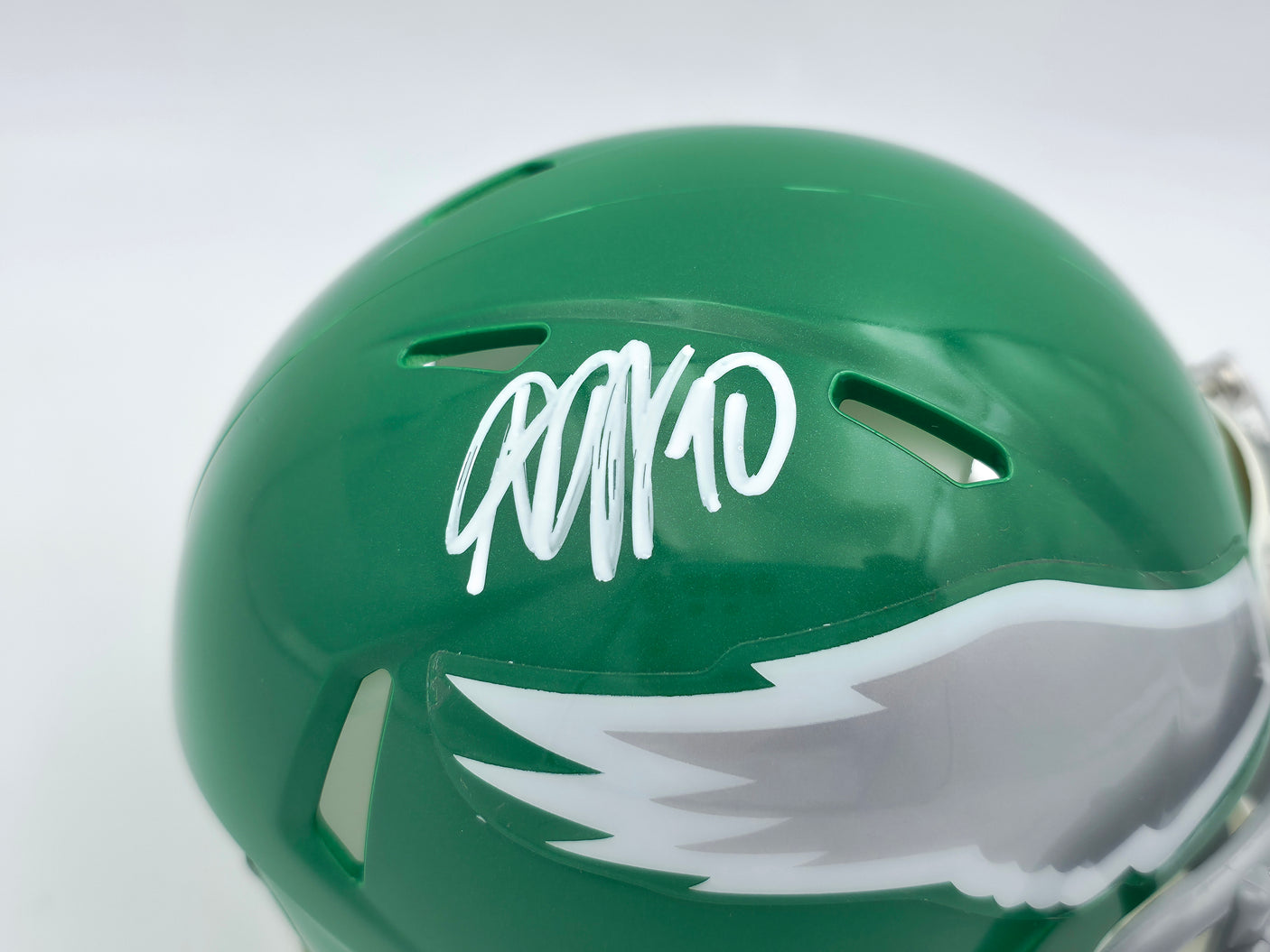DeSean Jackson Autographed Philadelphia Eagles 2023 Alternate Kelly Green Speed Mini Helmet Beckett BAS Witness Stock #243640