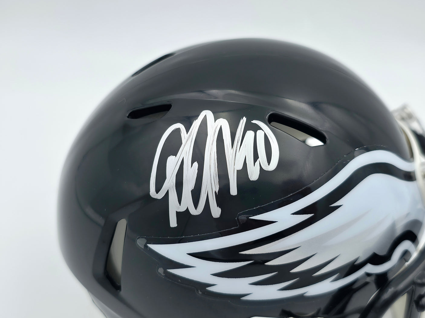 DeSean Jackson Autographed Philadelphia Eagles 2022 Alternate Black Speed Mini Helmet Beckett BAS Witness Stock #243642