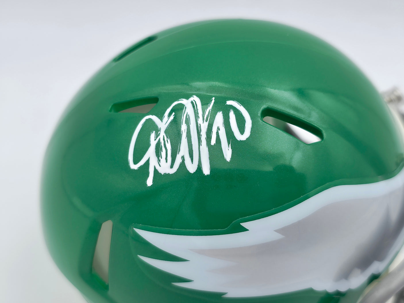 DeSean Jackson Autographed Philadelphia Eagles 2023 Alternate Kelly Green Speed Mini Helmet Beckett BAS Witness Stock #243641