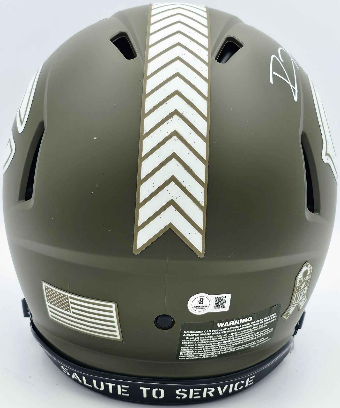 Devin Hester Autographed Chicago Bears Army Green Salute To Service Full Size Authentic Speed Helmet Beckett BAS QR Stock #243658