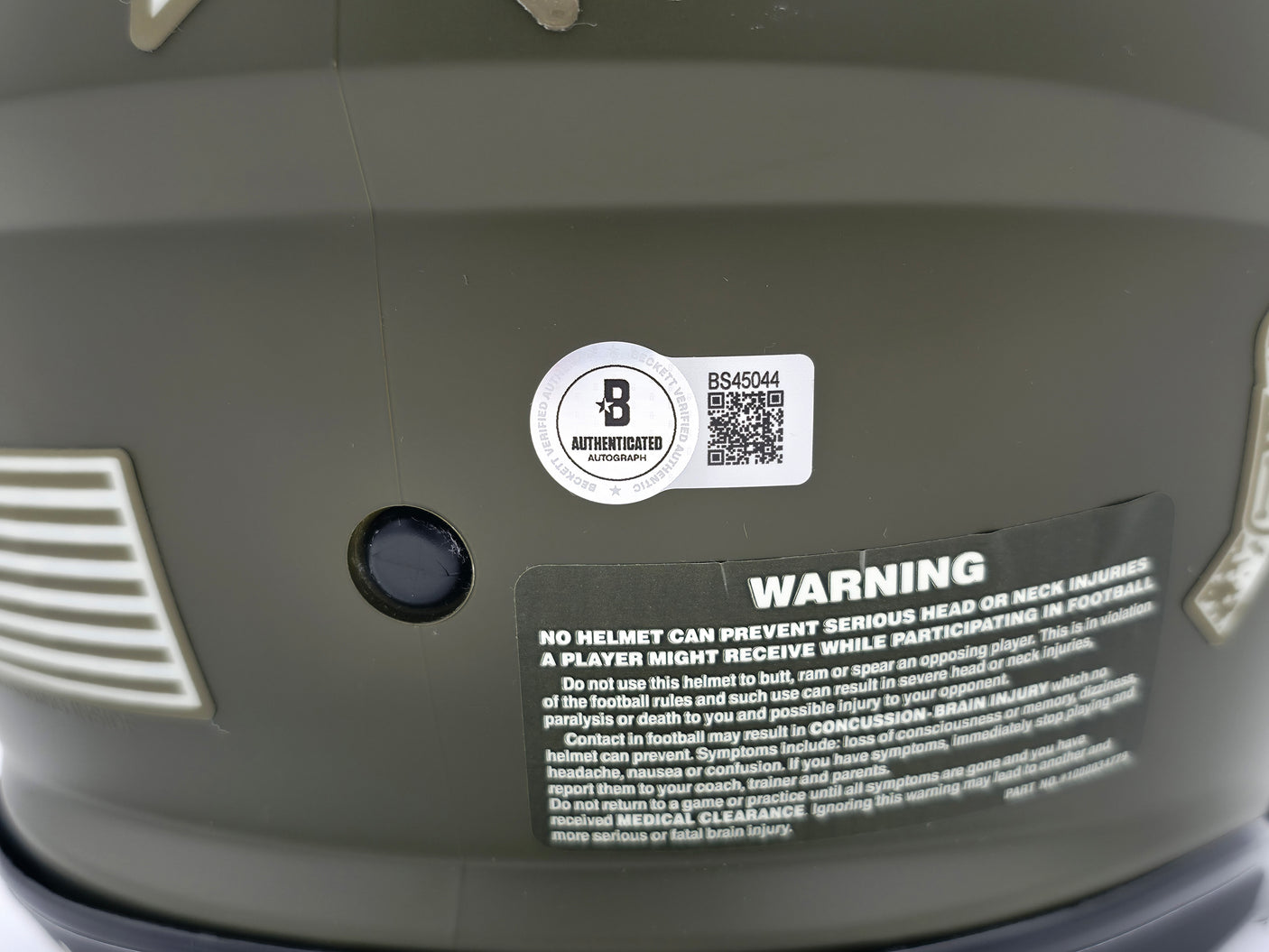 Devin Hester Autographed Chicago Bears Army Green Salute To Service Full Size Authentic Speed Helmet Beckett BAS QR Stock #243658
