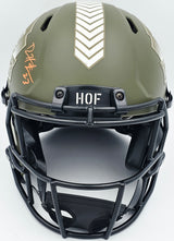 Devin Hester Autographed Chicago Bears Army Green Salute To Service Full Size Authentic Speed Hall of Fame HOF Logo Helmet Beckett BAS QR Stock #243659