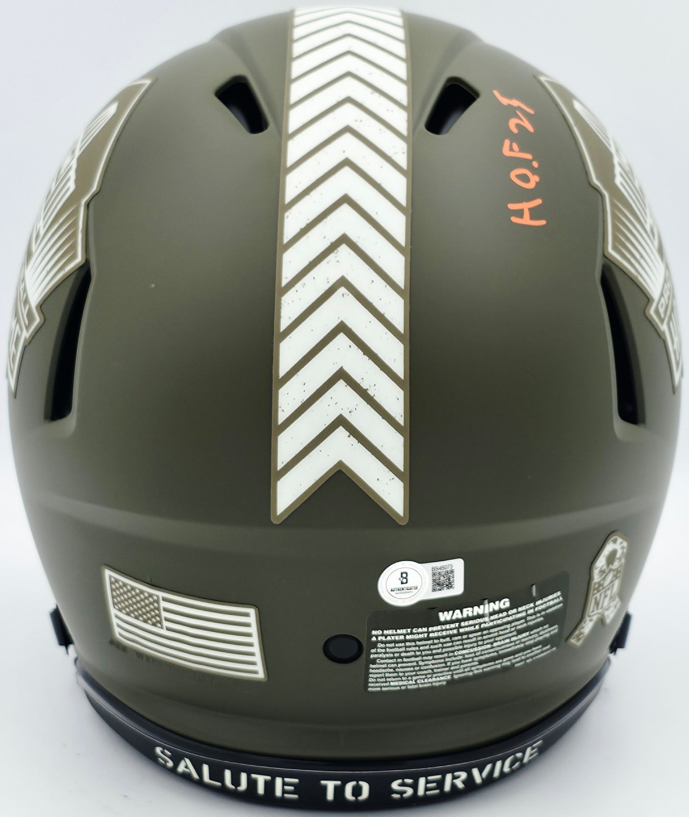 Devin Hester Autographed Chicago Bears Army Green Salute To Service Full Size Authentic Speed Hall of Fame HOF Logo Helmet Beckett BAS QR Stock #243659