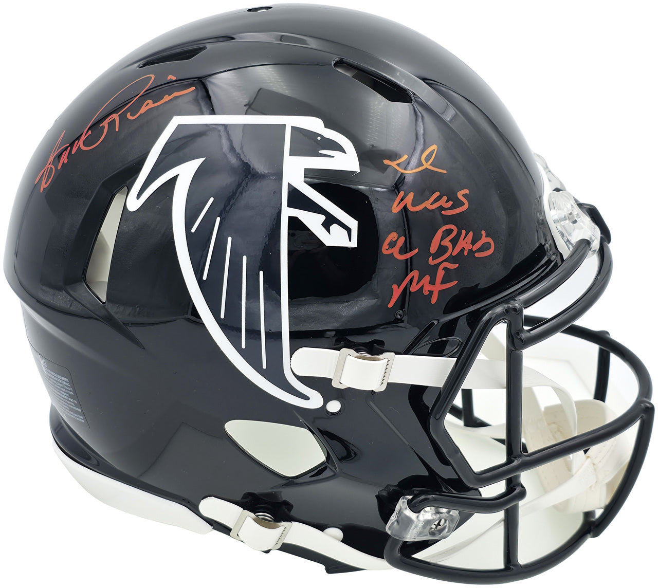Andre Rison Autographed Atlanta Falcons 1990-02 Throwback Black Full Size Authentic Speed Helmet "I Was A Bad MF" Beckett BAS Witness Stock #243655